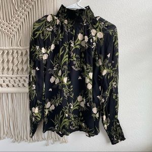 Reformation Black Floral Blouse